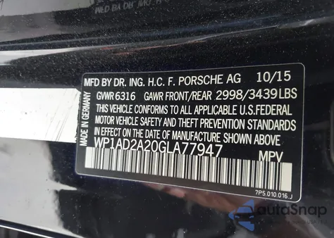 2016 Porsche Cayenne Gts from USA, damaged, VIN WP1AD2A20GLA77947